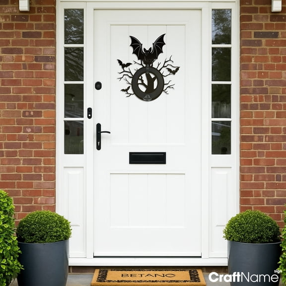 Craftnamesign Bat Metal Door Knocker, Front Door Decor, Halloween Decor, Unique New Home Gift