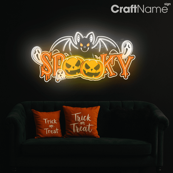Craftnamesign Bat Neon Sign for Halloween Party Wall Decor, Halloween Gift for Friend, Spooky Decor, Bat Wall Art