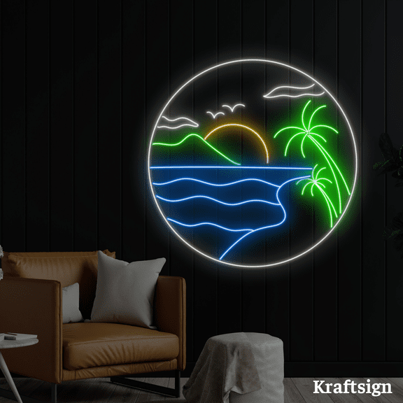 Craftnamesign Beach Neon Signs, Landscape LED Signs, Bedroom Living Decor