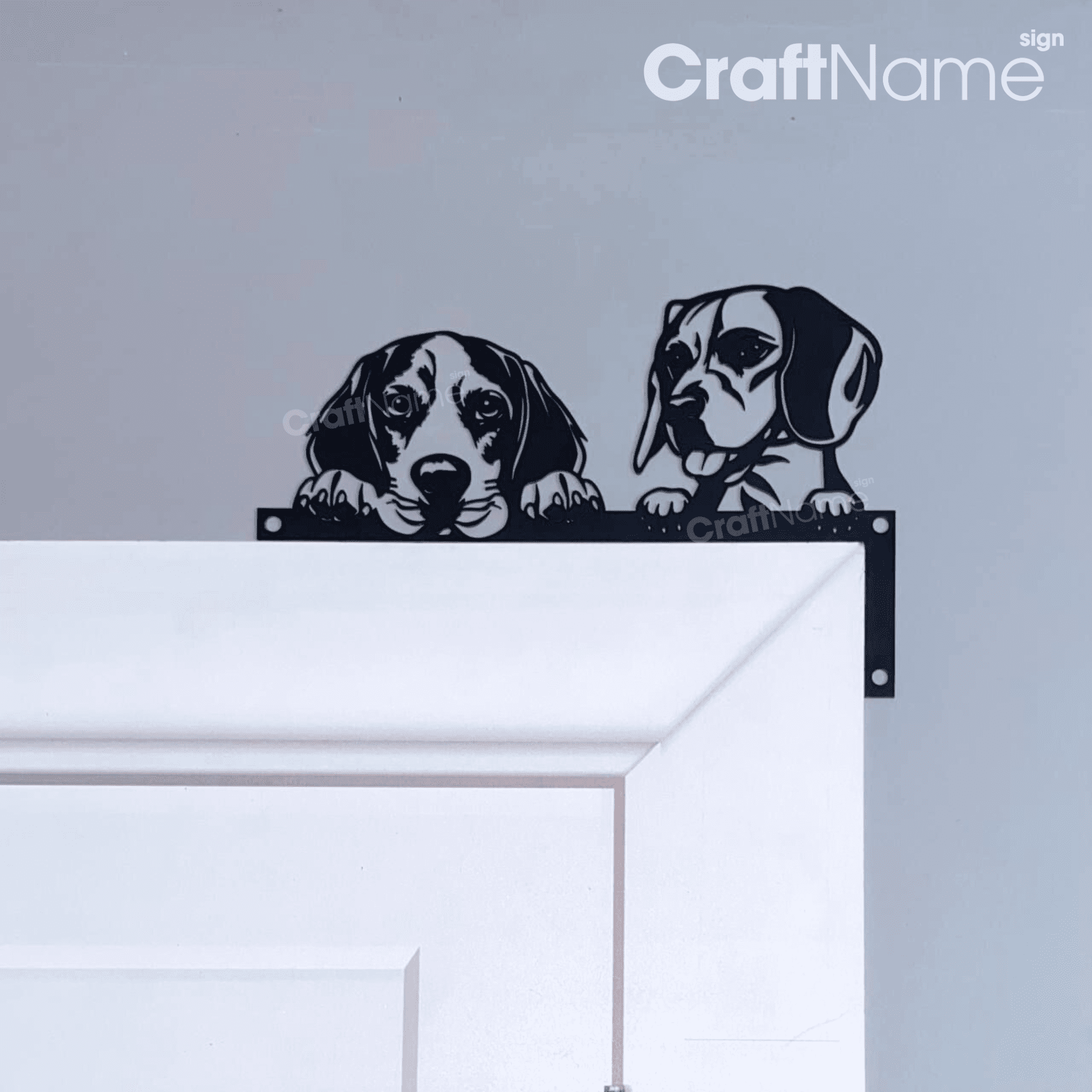 Craftnamesign Beagle Dog Metal Door Corner Sign, Peeking Beagle Dog ...