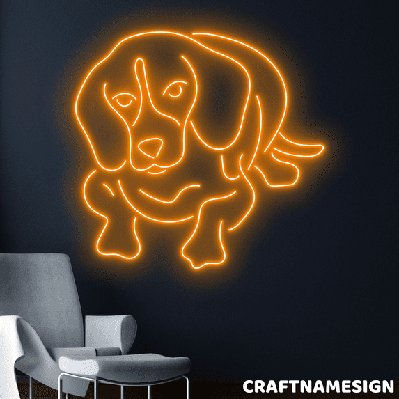 Craftnamesign Beagle Dog Neon Sign, Pet Clinic Wall Art, Pet Spa Wall Decor