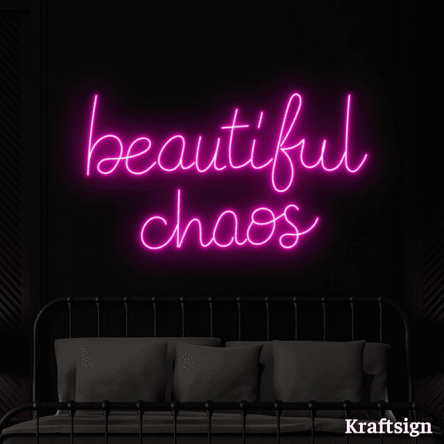 Craftnamesign Beautiful Chaos Neon Sign, Girl Room Wall Art, Bar Decor ...