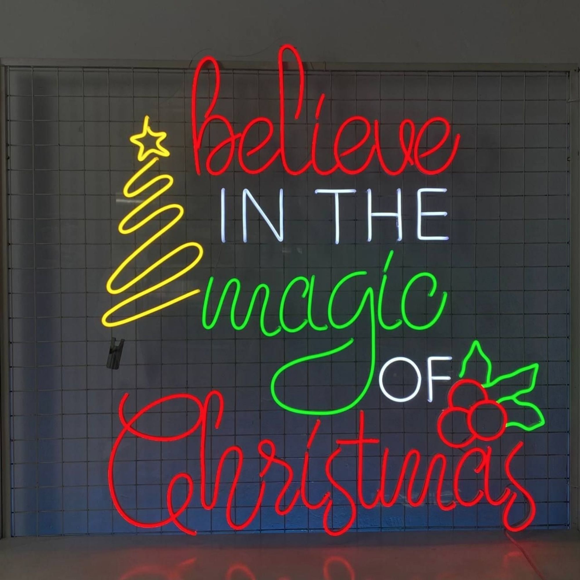 Craftnamesign Believe In Magic Of Christmas Neon Sign, Christmas Quote ...