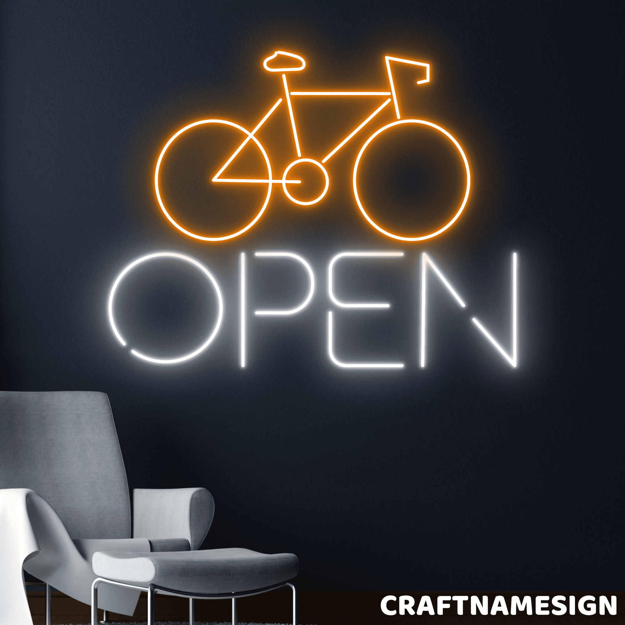 Craftnamesign Bicycle Open Led Sign, Bike Shop Wall Decor, Welcome Neon ...