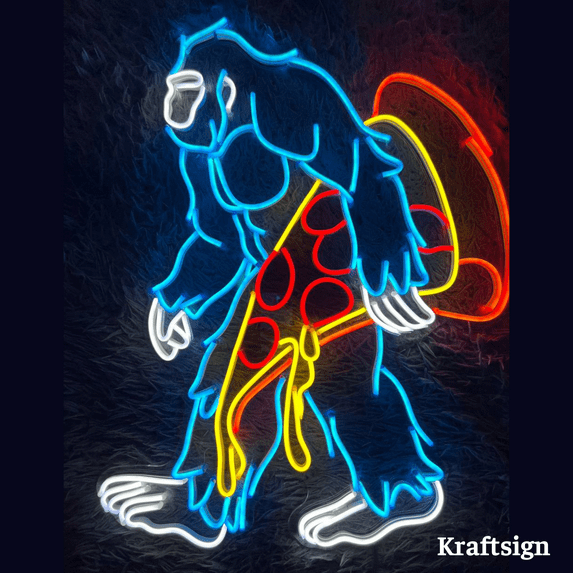 Craftnamesign Big Foot Pizza Neon Sign, Pizza Restaurant Decor, Pizza Sign
