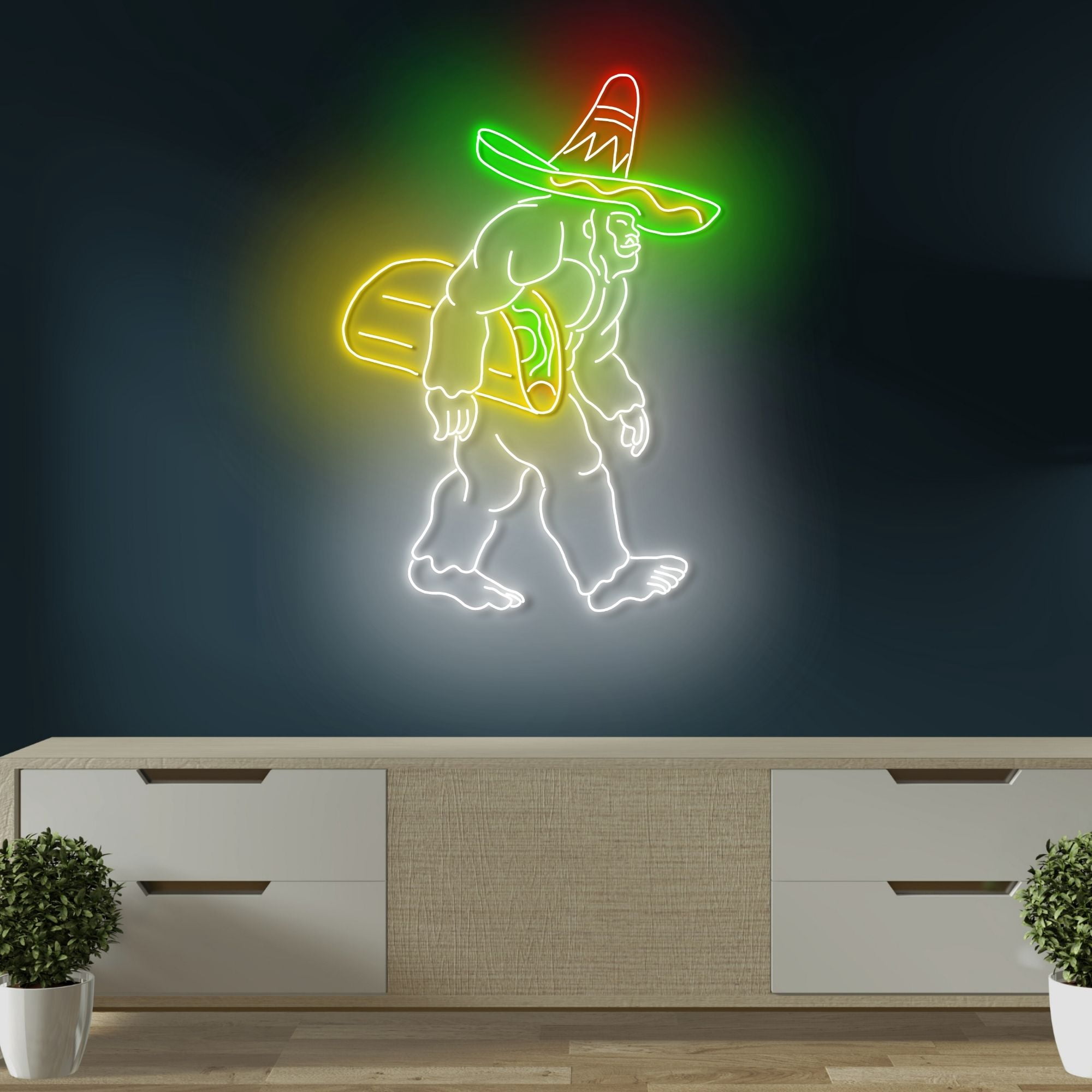 Enseigne Lumineuse Tête De Loup LED Néon Mural - 35x29,5 Cm, USB, Réglable, Pour Chambre, Bar, Décoration