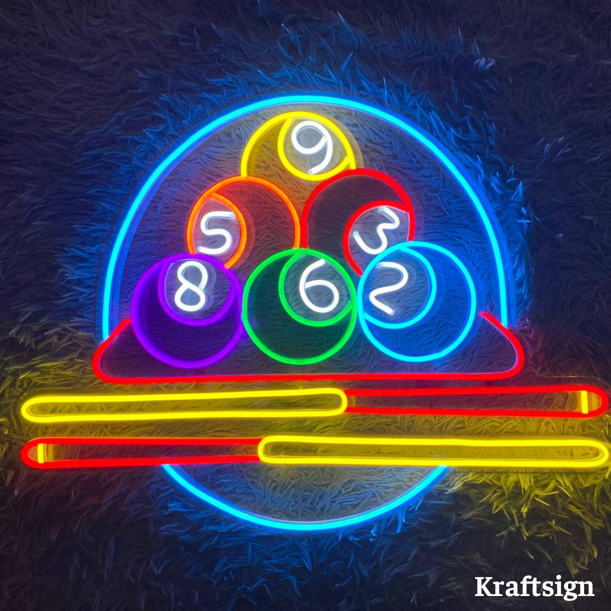 Craftnamesign Billiard Neon Sign, Pool Room LED Sign, Billiard Club ...