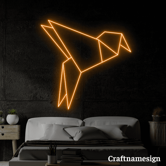 Craftnamesign Bird Geometric LED Light Neon Sign for Bedroom Nursery Kid Room Wall Decor
