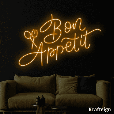 Craftnamesign Bon Appetit Neon Sign, Restaurant Decor, Bon Appetit Signs, Kitchen Wall Art