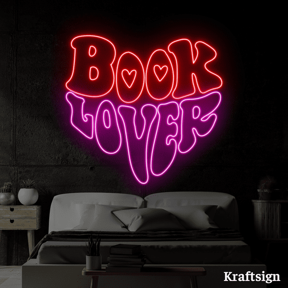 Craftnamesign Book Lover Neon Sign, Book Store Decor, Library LED Signs