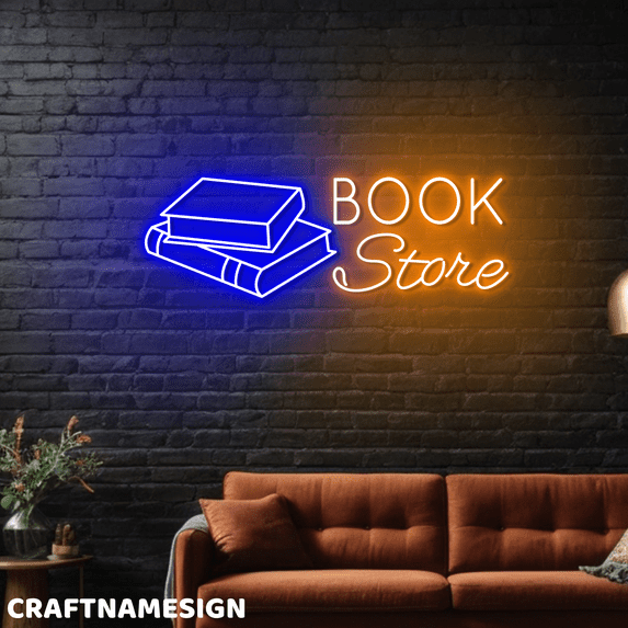 Craftnamesign Book Store Neon Sign, Book Coffee Wall Sign, Open Sign Wall Decor