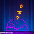 thumbnail image 1 of Craftnamesign Book With Butterfly Neon Sign, Reading Book Room Wall Art, Kid Room Decor, 1 of 4