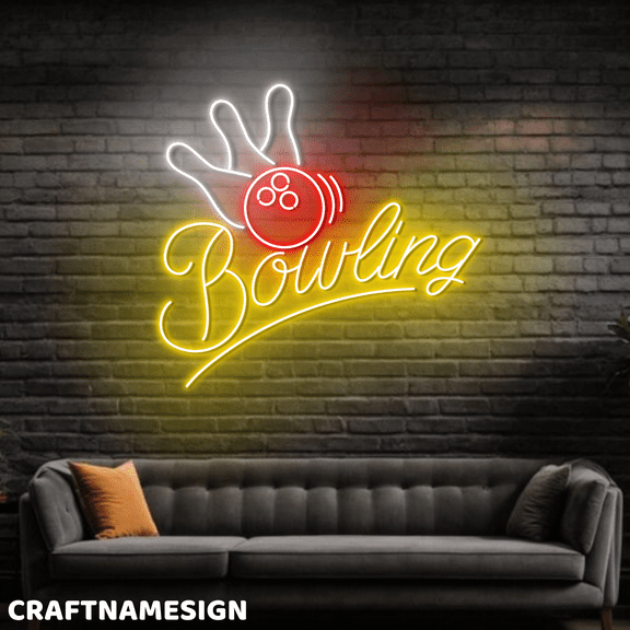 Craftnamesign Bowling Neon Light For Bowling Alley Game Center Wall Sign