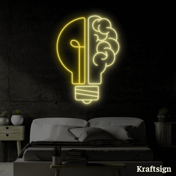 Craftnamesign Brain Light Neon Sign, Bedroom Decor, Study Room Class Decor