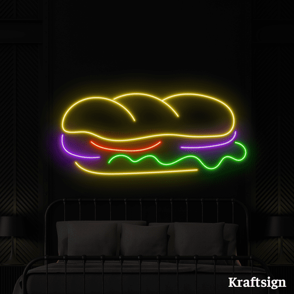 Craftnamesign Bread Line Art Neon Sign, Bakery LED Sign, Bread Shop Decor
