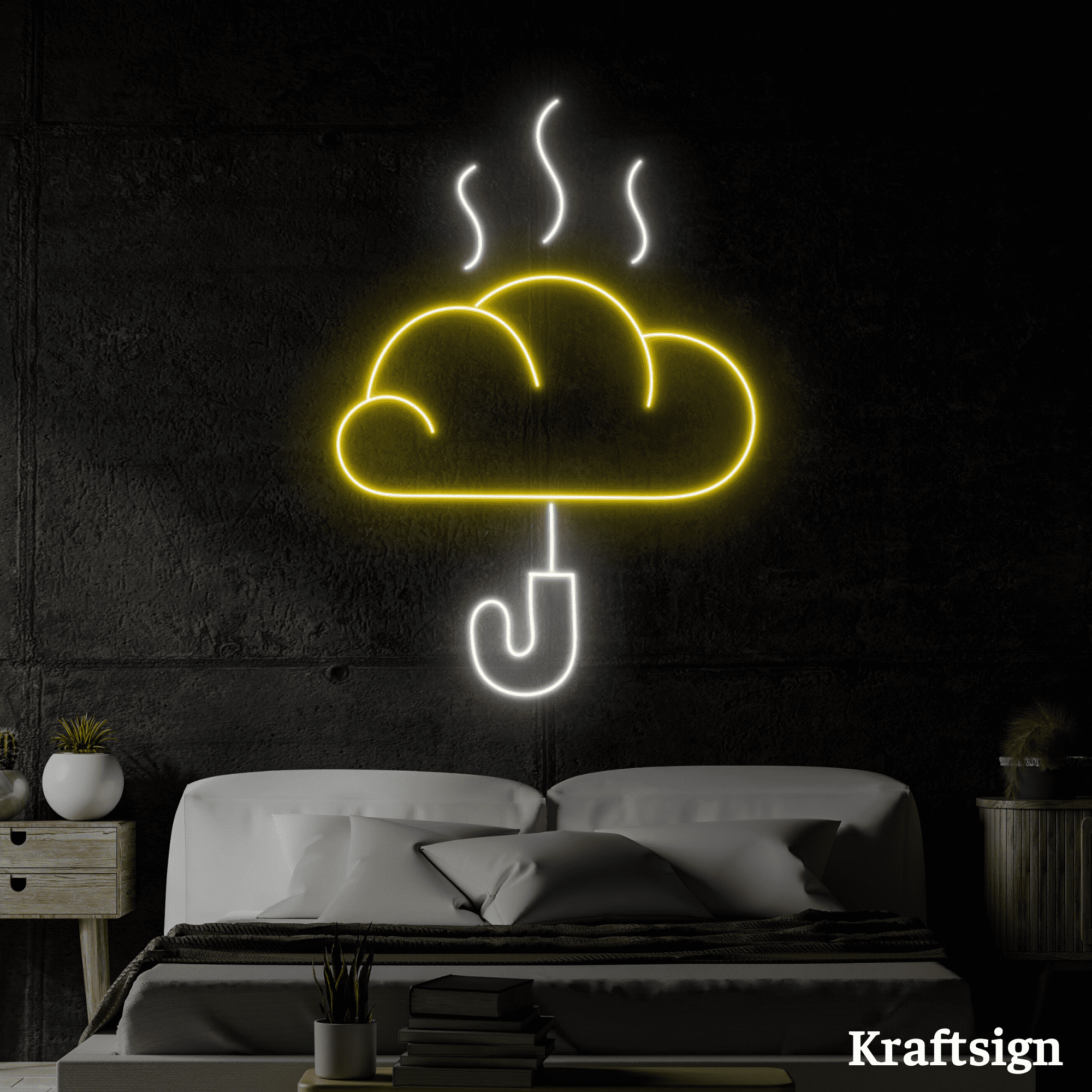 Craftnamesign Bread Umbrella Neon Sign, Bakery LED Sign, Bedroom Decor