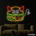 thumbnail image 1 of Craftnamesign Burger Evil Neon Sign, Burger Shop Decor, Fast Food LED Sign, 1 of 4