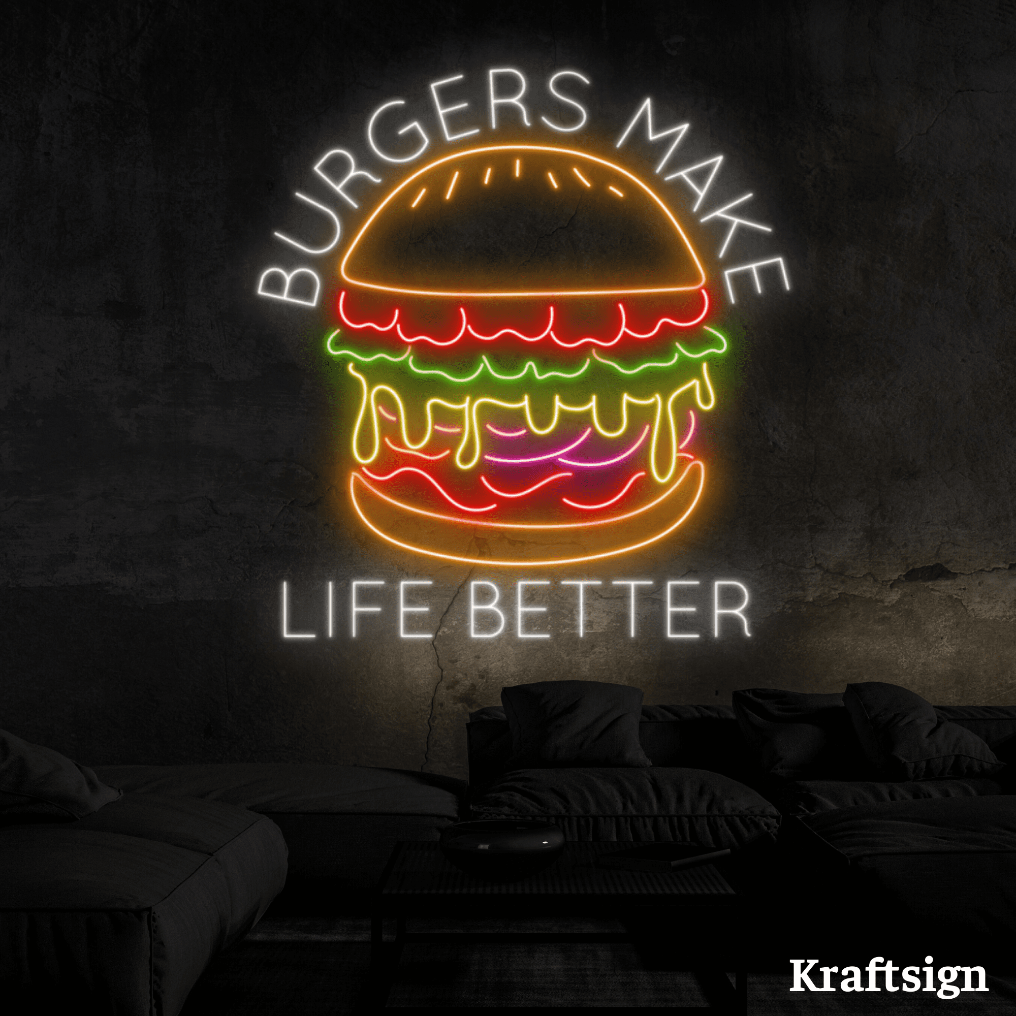 Craftnamesign Burgers Make Life Burger Neon Signs, Burger Shop Decor ...