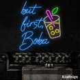 thumbnail image 1 of Craftnamesign But First Boba Neon Sign, Bubble Tea LED Sign, Milk Tea Sign, 1 of 4