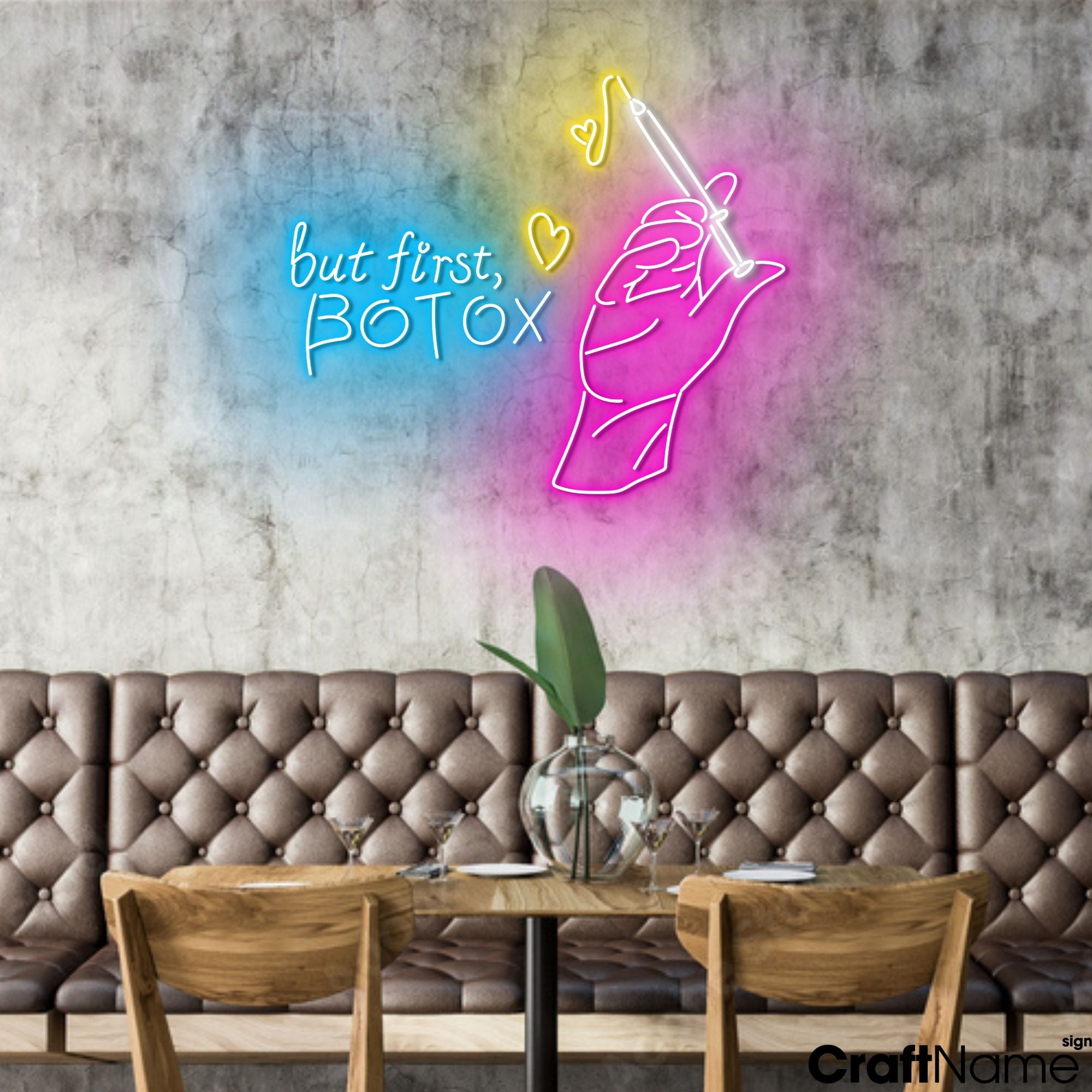 Craftnamesign But First Botox Neon Sign Light Wall Art For Beauty Salon ...