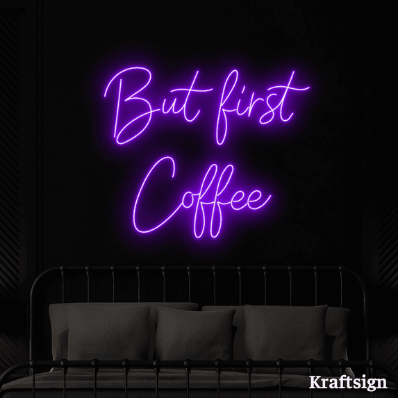 Craftnamesign But First Coffee Neon Sign, Coffee Shop Decor, Quotes Signs