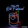 thumbnail image 1 of Craftnamesign Call Me Old Fashioned Neon Sign, Cocktail LED Sign, Bar Decor, 1 of 4