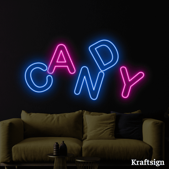 Craftnamesign Candy Neon Sign, Sweet Shop LED Sign, Candy Shop Decor