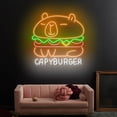 thumbnail image 1 of Craftnamesign Capyburger Neon Light, Capybara Hamburger LED Sign, Burger Store Sign Wall Art, 1 of 5