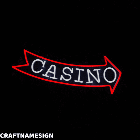 Craftnamesign Casino Neon Sign, Casino Lounge Wall Art, Welcome Casino Sign Wall Decor