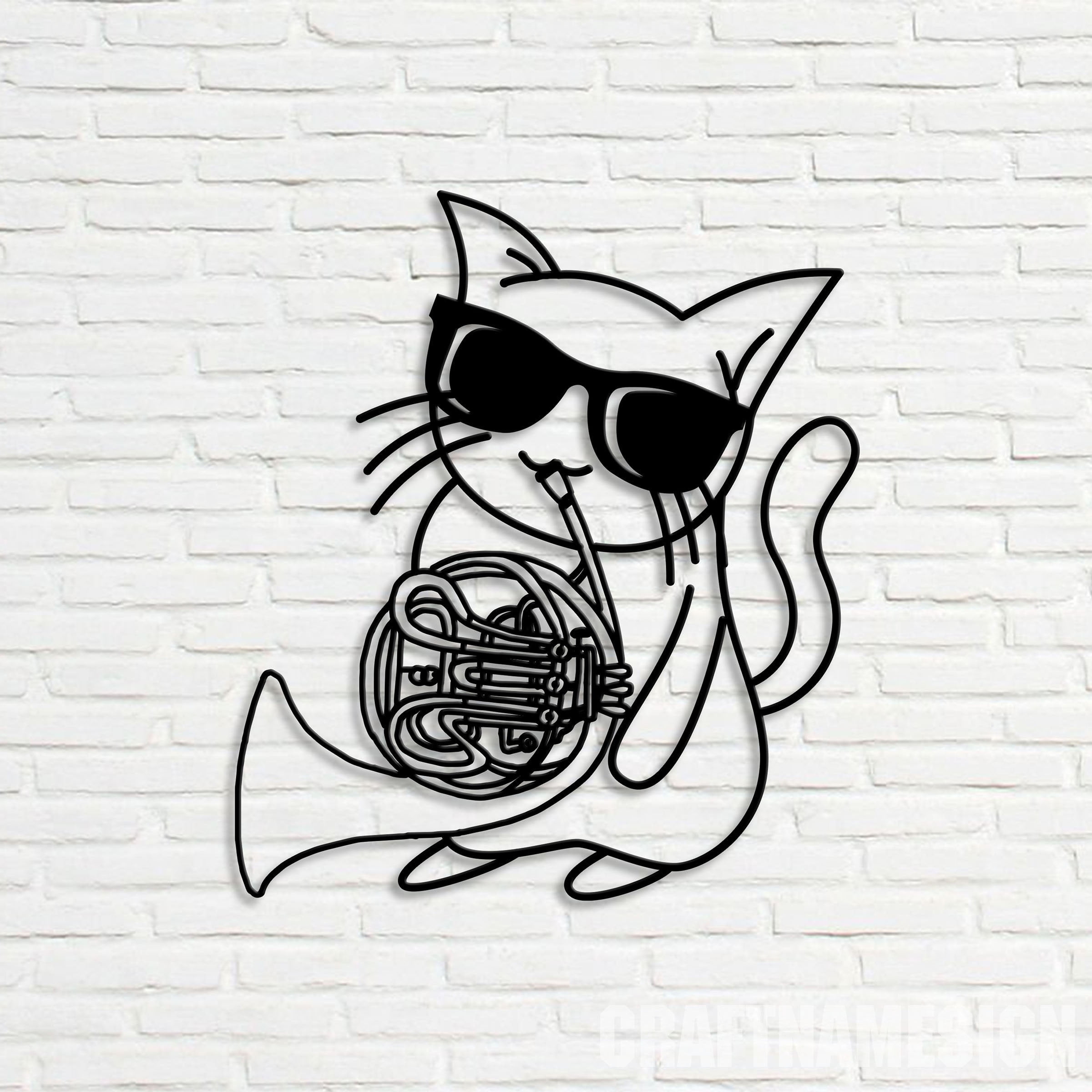Craftnamesign Cat Blowing Trumpet Metal Sign Cute Cat Wall Sign Cat craftnamesign-cat-blowing-trumpet-metal-sign-cute-cat-wall-sign-cat