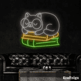 thumbnail image 1 of Craftnamesign Cat Book Neon Sign, Reading Room Decor, Library LED Sign, 1 of 4