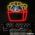thumbnail image 1 of Craftnamesign Cat French Fries Neon Sign, Cat Neon Sign, French Fries Art, 1 of 4