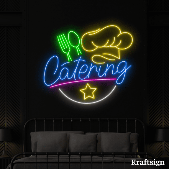 Craftnamesign Catering Neon LED Sign, Kitchen Wall Art, Restaurant Decor