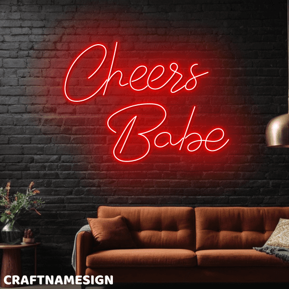 Craftnamesign Cheers Babe Neon Light For Wall Decor, Beer Pub LED Wall Sign