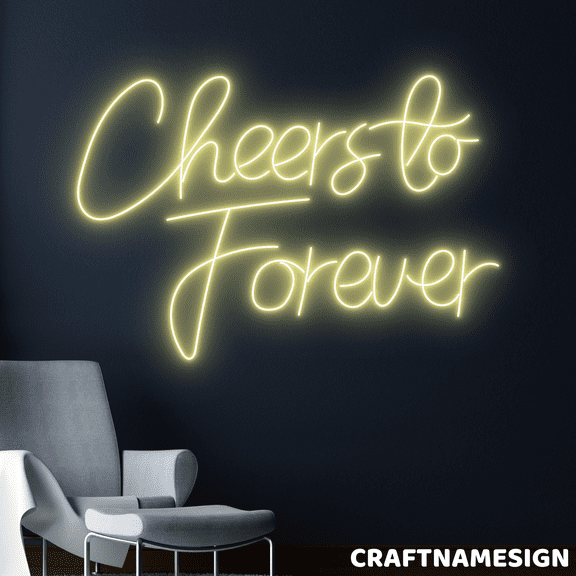 Craftnamesign Cheers To Forever Neon Sign, Wedding Decorations, Wedding Wall Art