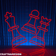 thumbnail image 1 of Craftnamesign Chess Pieces Neon Sign, Playing Chess Led Sign, Chess Club Wall Art, 1 of 4