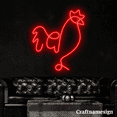 Craftnamesign Chicken Line Art Neon Sign for Chicken Shop Farmhouse