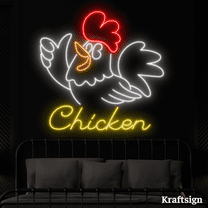 Craftnamesign Chicken Neon Sign, Shop Restaurant Decor, Chicken LED Sign