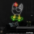 thumbnail image 1 of Craftnamesign Chicken Skate Neon Sign, Skate Shop Decor, Chicken LED Signs, 1 of 4