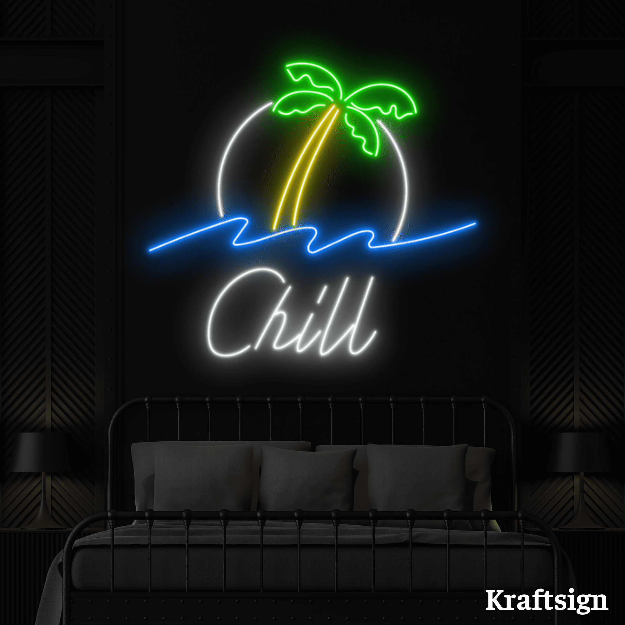 Craftnamesign Chill Neon LED Sign, Beach Club Decor, Bedroom Wall Art ...