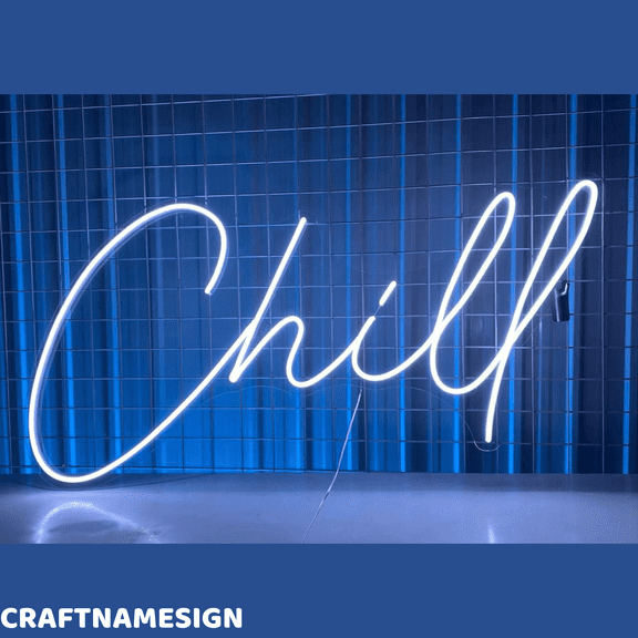 Craftnamesign Chill Neon Sign, Bedroom Led Light Wall Art, Coffee Shop Decor
