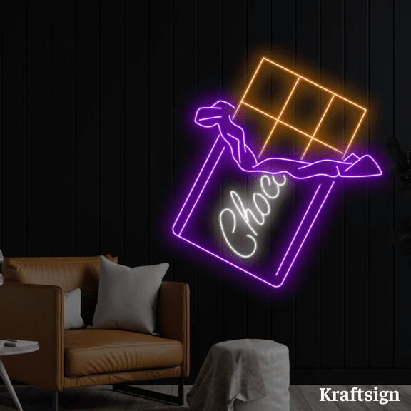 Craftnamesign Chocolate Neon Sign, Chocolate Shop Decor, Sweet Shop Signs