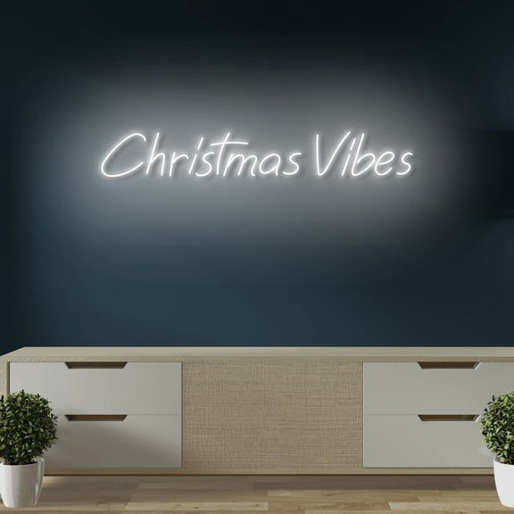 Craftnamesign Christmas Vibes Neon Sign, Winter LED Light Up Wall Art, Xmas Wall Decor