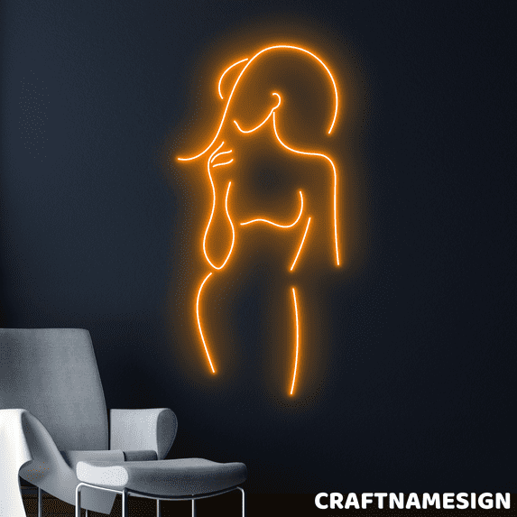 Craftnamesign Classy Girl Neon Sign, Woman Line Art Wall Decor, Girl Room Wall Art