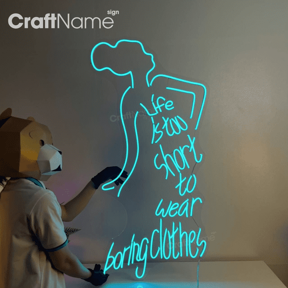 Craftnamesign Clothes Neon Sign for Clothing Boutique, Fashion Shop Wall Art Decor