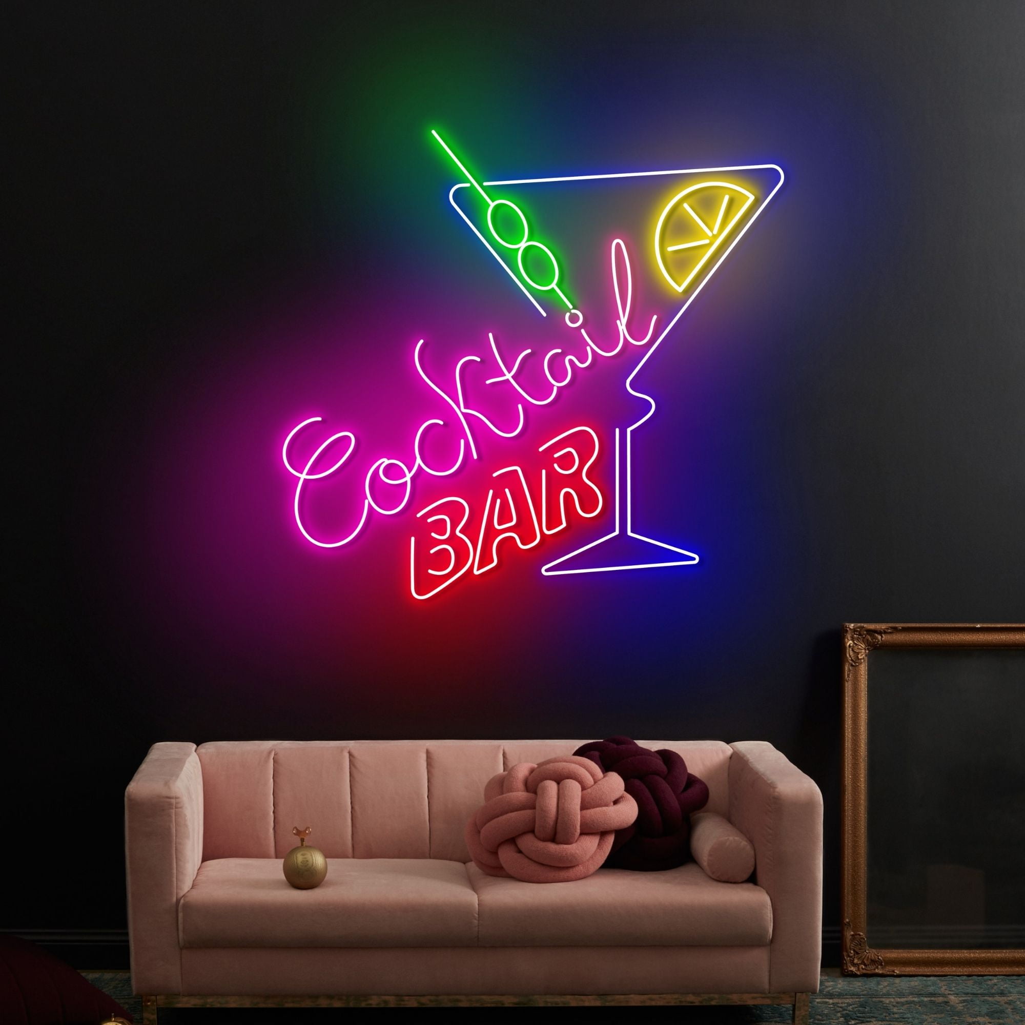 Craftnamesign Cocktail Bar Neon Sign, Open Sign Bar LED Light, Cocktail Bar Wall Art Decor