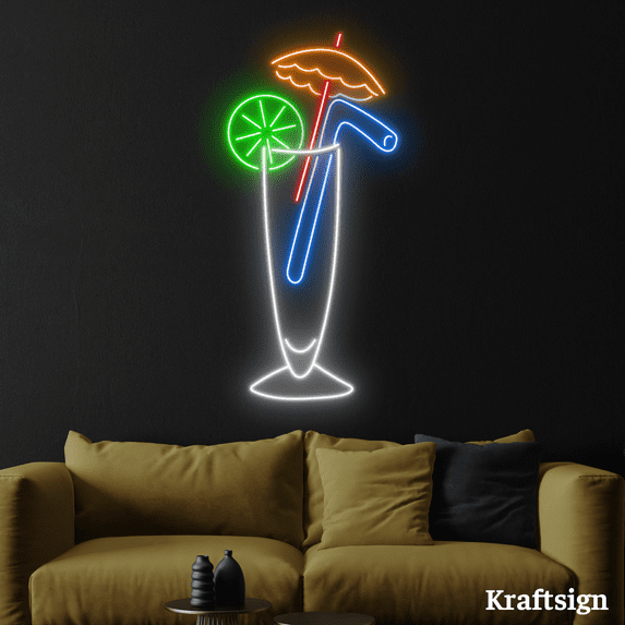 Craftnamesign Cocktail Neon Sign, Beach Club Decor, Cocktail LED Signs