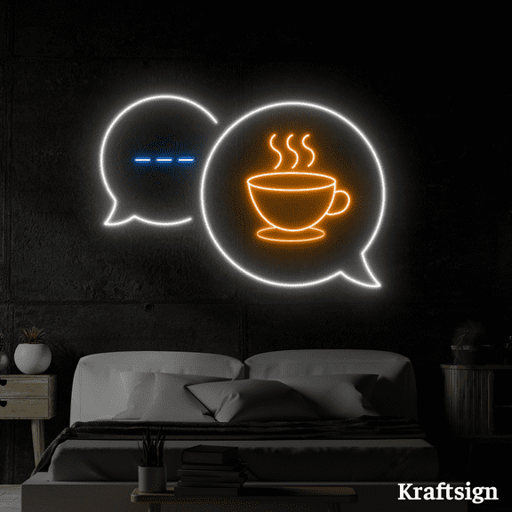 Craftnamesign Coffee Chat Neon Sign, Coffee Shop LED Sign, Coffee Decor