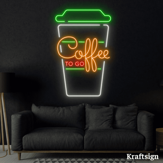 Craftnamesign Coffee To Go Neon Sign, Coffee Shop Decor, Coffee LED Signs