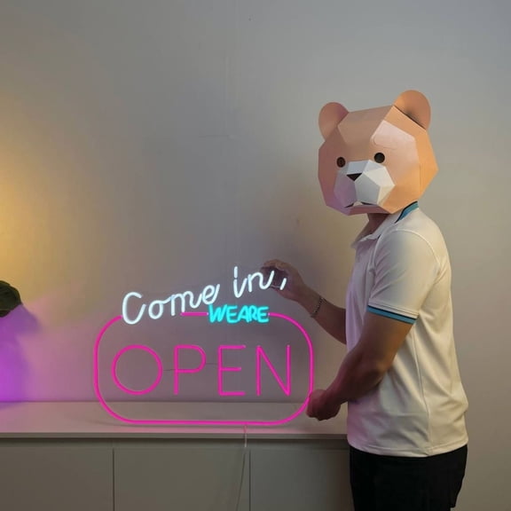 Craftnamesign Come In We Are Open Neon Light Wall Art, Open Led Sign For Store Wall Decor